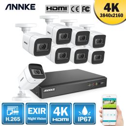 Systeem Annke 4K Ultra HD Video Surveillance Camera System 8ch 8MP H.265 DVR met 8pcs 8MP Outdoor weerbestendige beveiligingscamera CCTV Kit