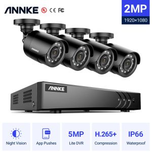 Sistema Annke 8CH 5IN1 5MP Lite DVR HD Video Vigilancia Sistema H.265+ con 4 piezas de 4 piezas Última cámara de seguridad de 2MP Camina de seguridad para el hogar CCTV Kit de CCTV