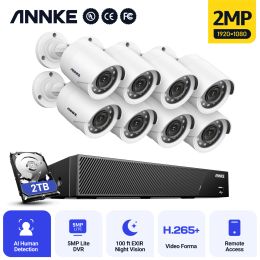 Sistema Annke 8CH 5MP DVR CCTV Sistema de vigilancia 4/8pcs 1080p 2.0MP Cámaras de seguridad IR IP66 Kit de cámara de video vigilancia Video