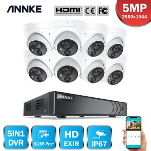 Système Annke 8CH 5MP Lite Video Security System 5in1 H.265 + DVR avec 8x 5MP DOME DOME OUTDOOR TEMPS PIR CAMERA SURVEILLANCE CCTV Kit CCTV