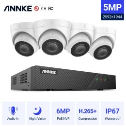 SYSTEEM ANNKE 8CH FHD 5MP POE Netwerk Video Security System H.265+ 6MP NVR met 5MP waterdichte surveillance camera's IP -camera audio in