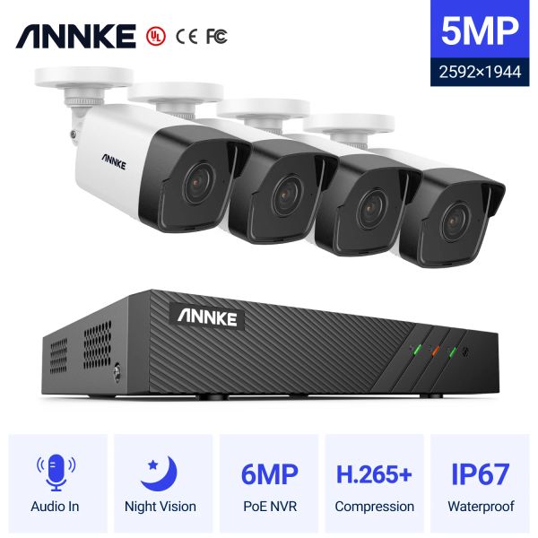 Système Annke 8ch FHD 5MP POE Network Video Sécurité Video Sécurité Système H.265 + 6MP NVR AVEC 5MP CAMERA DE SURVEILLANCE AUDI