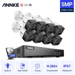 Systeem Annke S300 5MP Lite Ultra HD 8ch DVR CCTV Security System 8x 5MP IP67 Outdoor Audio in 5MP camera videobewakingskit