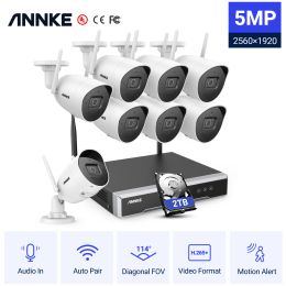 Systeem Annke WS500 H.265+ 5MP Wireless CCTV -systeem 8ch NVR Video Surveillance Kit Two Way Audio Wifi 8/4PCS IP -beveiligingscamera 2.8mm