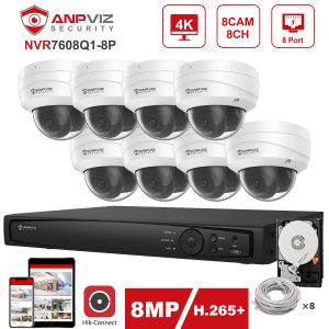 Sistema ANPVIZ 8CH 4K 8MP POE IP SEGURIDAD SISTEMA HIKVISION OEM PLAY PROBLE NVR CCTV Video Vigilance Kit Detección de movimiento IR H.265+ P2P