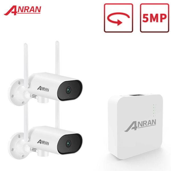 Sistema ANRAN 1920P Cámara de seguridad Conjunto WiFi Mini NVR 5MP Pan Tilt CCTV Cámara de videos Kit Sistema de cámara de vigilancia inalámbrica al aire libre
