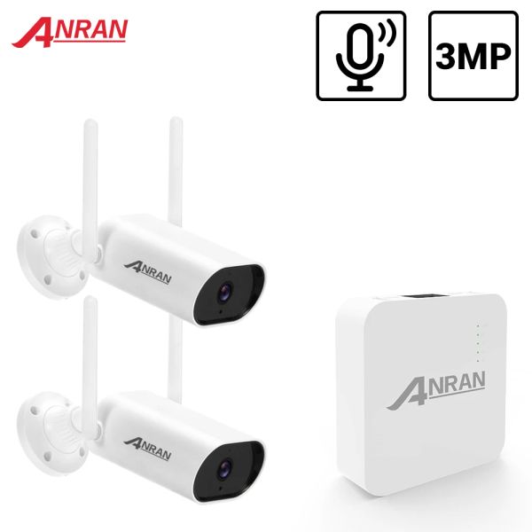 Sistema ANRAN 3MP Mini CCTV Sistema inalámbrico Registro de audio Audio al aire libre P2P Cámara de seguridad WiFi Conjunto de cámaras de video vigilancia