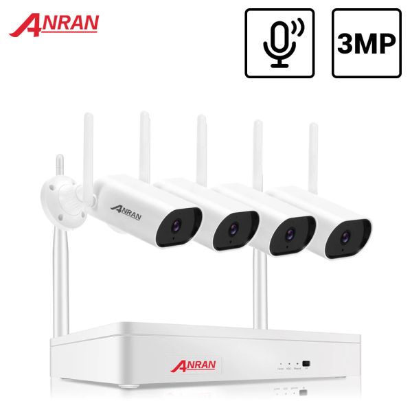 Sistema ANRAN 3MP Vigilancia inalámbrica Sistema de cámaras impermeables CCTV Sistema Kit Video Vigilancia Audio Visión nocturna NVR set