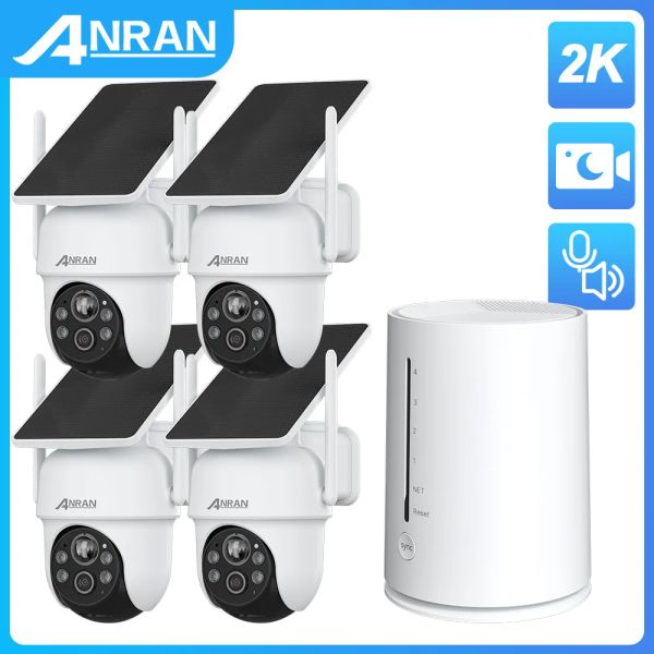 Sistema Anran 4MP Kit de cámara de batería solar Wifi Wireless Wireless 360 PTZ Vigilancia Cámara de seguridad Conjunto de alarma de sirena Detección humanoide