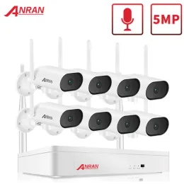 SYSTEEM ANRAN 5MP Surveillance IP -camerasysteem Draadloze beveiligingsbescherming Camera CCTV Outdoor WiFi Secure Camera Video 8ch NVR -kits