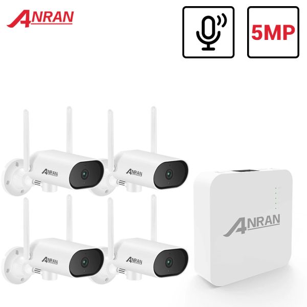 Sistema ANRAN 5MP Sistema de vigilancia de video Mini NVR Sistema de CCTV inalámbrico PTZ Sistema de cámara de seguridad al aire libre Registro de audio Control de aplicaciones