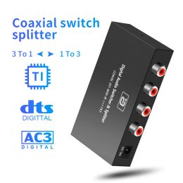 Système Ayino DTS AC3 Digital Coaxial Audio Switcher 3X1 Bidirectional Converter Audio Splitter Extender avec IR Remote Control