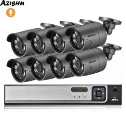 Système Azishn 8CH 5MP POE NVR H.265 CCTV Sécurité Système 2,0MP Enregistrement audio 1080p