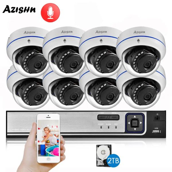 Système Azishn Explosionproof H.265 8CH 3MP POE Sécurité Caméra Système NVR Kit Audio IP Camerie IP INDOOR DE CCTV CCTV Set NVR