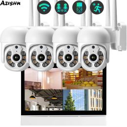 Sistema Azishn WiFi PTZ IP System de cámara IP 7 "Monitor de pantalla LCD Kit NVR Kit AI TRATURO AUTRO HUMANO