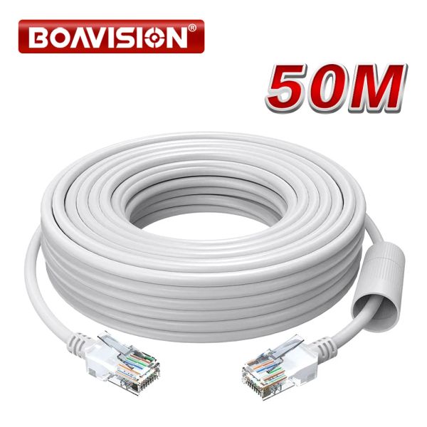 Sistema CAT5E Cable Ethernet 20m 30m 50m Network White High Speed Red RJ45 Cable de alambre para cámaras de seguridad POE Sistema, interruptor POE, etc.