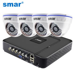 Système CCTV 4CH HYBRID DVR VIDEO VIDEO SURVEILLANCE SYSTÈME 720P 1080P AHD Kit de caméra JOUR NIVE AHD DOME KIT CAMERIE VGA HDMI SORTIE PLASTIQUE