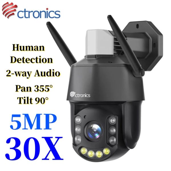 Système Ctronics 30x Optical Zoom Security Camera WiFi PTZ OUTDOOR 5MP CCTV AUTO Suivi de détection humaine