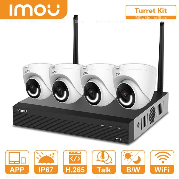 Système Dahua IMou Sécurité vidéo Système sans fil NVR Kit actif DÉTERRENCE Twoway Talk Talk Talon Tourrelle de la tourelle IP WiFi