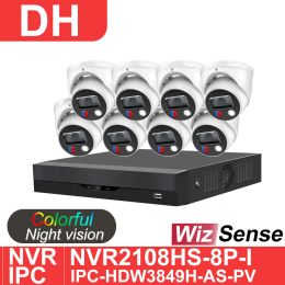 Sistema Dahua Set 8MP IP Camera 4K NVR Kit de seguridad Wizsense IPCHDW3849HASPV NVR2108HS8PI Sistema de vigilancia de registros de video CCTV