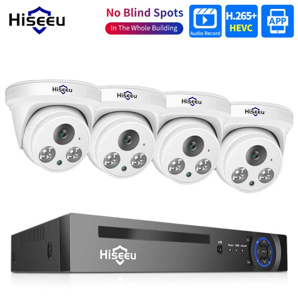 Sistema DOME CCTV 3MP 5MP Vigilancia SEGURIDAD IP POE Cámara Sistema Kit Conjunto de monitoreo en el hogar al aire libre 10ch NVR H.265+ Registro de video de audio