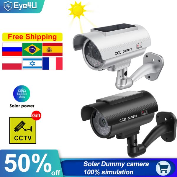 Système caméra mannequin Sécurité extérieure Panneau solaire faux simulation de caméra Bullet Indoor Light Monitor Sécurité à la maison CCTV étanche