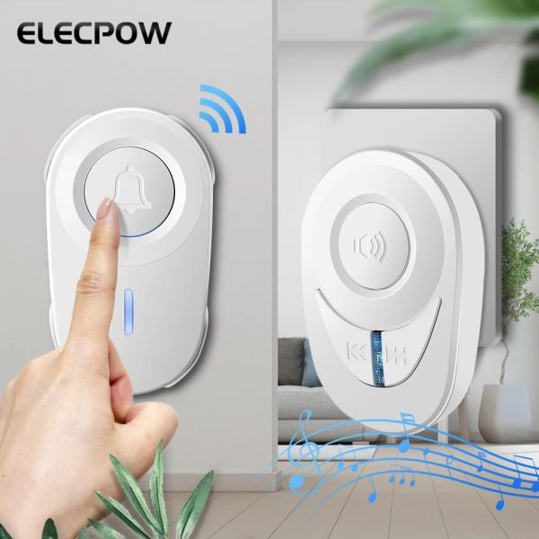 Système Elecpow Wireless Doorbell Outdoor Termroproping Smart Home Door Bell Irally Call Rappel Rappel LED Flash Home Security Alarm