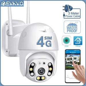 Système EVKVO 4K 8MP 4G SIM CAMERIE OUTDOOR AI Suivi humain PTZ Sécurité Caméra Couleur de nuit Vision nocturne Caméra IP ICSEE Alexa