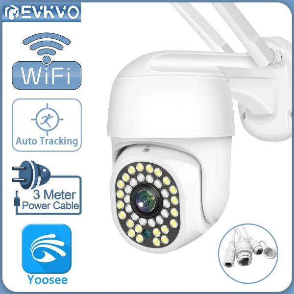 Système EVKVO 5MP WiFi PTZ Camera Ai Human Auto Tracking Outdoor Imperproof Security Surveillance Camera 30m Full Color Vision Night Vision