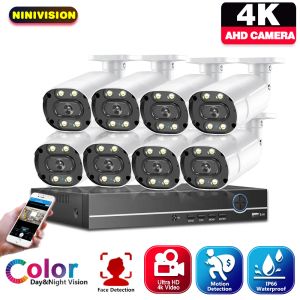 Système Face CCTV 8MP AHD DVR Home Camera Security System System Kit 8ch Outdoor Full Color Vision Vision Bullet Camera Video Soutrance