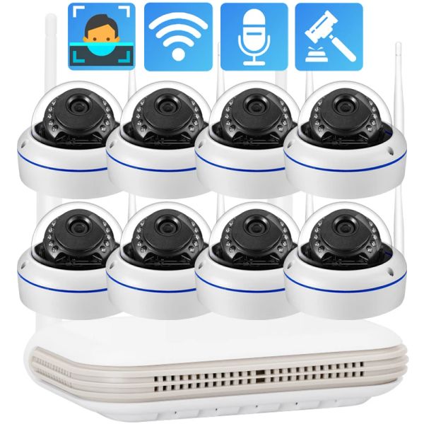 Système Gadinan 3MP Mini WiFi Dome Camera Face Detect System 8ch IR Night Vision CCTV Video Wireless Surveillance Kit Outdoor Xmeye Pro