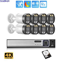 Systeem Gadinan 4K Security Camera System POE 8MP TWOWAY Audio Color Night Vision Video CCTV Record Outdoor IP Camera Set 8ch NVR Kit