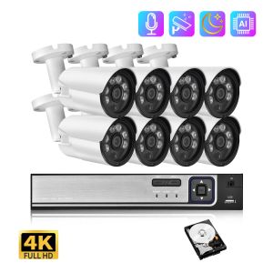 Systeem Gadinan 4K Security Camerasysteem 8ch POE 8MP Video Surveillance Set CCTV Color Night Vision Outdoor Outdoor Waterdichte IP -camera