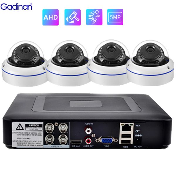 Sistema Gadinan 5MP 1080p AHD 4CH CCTV Sistema Cámara Kit 5in1 Recordadora de video Monitoreo de protección de seguridad al aire