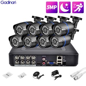 Système Gadinan 5MP 1080p Bullet Video Surveillance AHD DVR Recorder Caméra imperméable 24 Lumières infrarouges AHD CCTV Camera System Kit