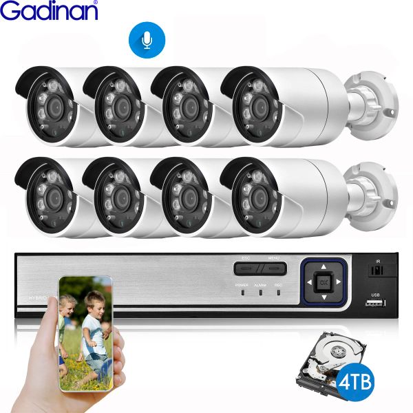 Système Gadinan 8CH / 4CH 5MP NVR POE CCTV CAMERIE SYSTÈME DE SÉCURITÉ AUDOOR EXTÉRIE