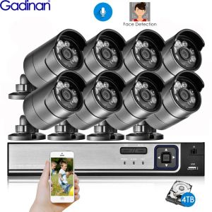 Système DÉTECTION FACE GADINAN 4CH 8CH NVR 5MP VIDÉO SUPPRIMANCE Kit 2880x1616 Bullet CCTV Security 5MP Audio Poe IP Camera CCTV Système