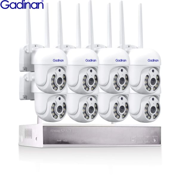 Sistema Gadinan H.265 8Ch 3MP WiFi PTZ CCTV Sistema de dos vías Audio impermeable Cámara de seguridad IP P2P Kit de vigilancia inalámbrica NVR NVR