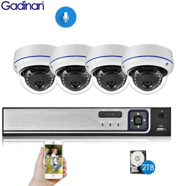 Sistema Gadinan H.265+ 8CH CCTV System IP 3MP 1080P SEGURIDAD EXTERIOR IMPRARA DE AUDIO DE AUDIO Cámara de audio 8 canales de vigilancia