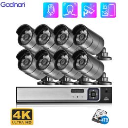 Sistema Gadinan Ultra HD 4K 8CH POE IP Cámara de seguridad Sistema de seguridad Detección de cara 5MP KIT NVR 8MP Video Vidrovicilancia de CCTV de CCTV de color exterior