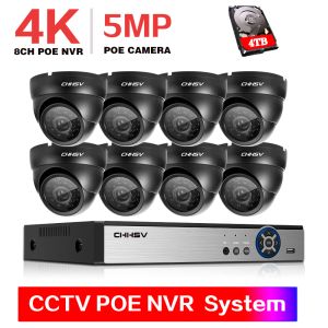 Système H.265 8CH 4K 8MP 5MP POE NVR Kit de sécurité Caméra de sécurité Système IR INDOOR CCTV POE POE IP DOME CAMERAS P2P
