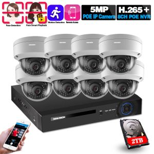 Système H.265 + 8CH CCTV Système 5MP POE NVR Kit Face Detection Outdoor Termroproproof IP66 Security 5MP Poe IP Camera Video Soutrance