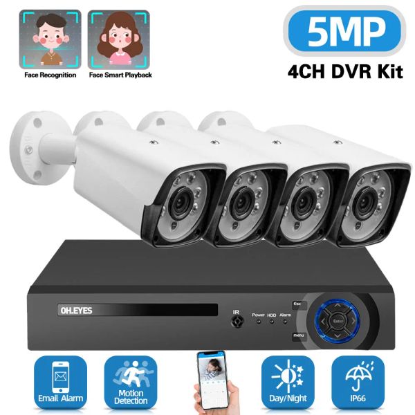 Système H.265 Kit de système de sécurité de la caméra CCTV CCTV 4CH 5MP DVR Kit extérieur imperméable Bullet Camera Camera Video System System Set XMEYE