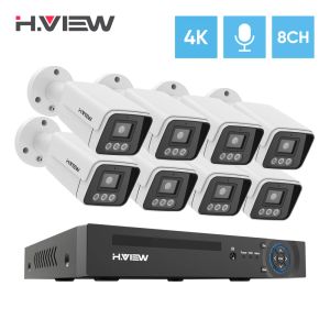 SYSTEEM H.VIEW 8MP 4K CCTV BEVEILING CAMERAS SYSTEEM 8CH VIDEO SURVEILLANCE KIT HOME Outdoor Audio IP -camera POE NVR Recorder Set