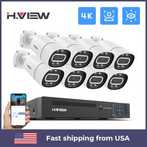 Sistema H.View CCTV Security Cámara Sistema Home Video Surveillanc 8Ch 4K 5MP 8MP Kit AI Audio Outdoor IP SEVEC Camera Poe Xmeye App NVR