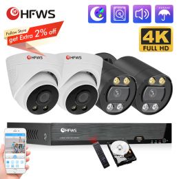 SYSTEEM HFWVISION 4K 8MP Video Surveillance Kit POE Camera NVR Set 8ch Security Camera System