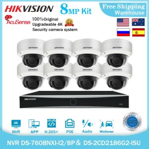 Système HIKVision 4K 8CH 8MP Kit de sécurité de la caméra IP DS2CD2186G2ISU NVR DS7608NXII2 / 8P / S POE CCTV VIDÉO RECORD