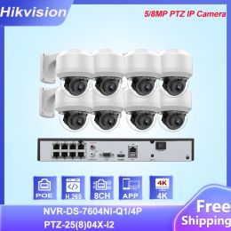 Systeem Hikvision Compatibele video Beveiliging CCTV System Kits 8pcs 5/8mp 4x Optische Zoom PTZ Camera Hikvision 8ch Poe NVR DS7608NIQ1/8P