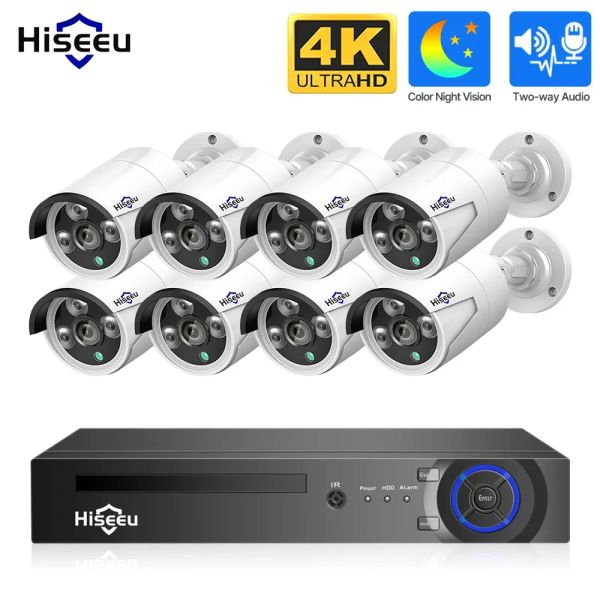 System HisEUU 8CH 3MP 5MP POE CCTV CAME CAME KIT NVR VIDEO ARDIO RECORD ONVIF IP SECURITY SECURECT SYSTÈME DE CAME POUR NVR SET H.265
