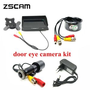 Système Home Security CCTV Kit IMX307 0.0001 Lux Porte Lux Eye 1080p AHD Puphole Camera avec 7 LNCH AHD IPS Monitor DVR Enregistreur vidéo filaire